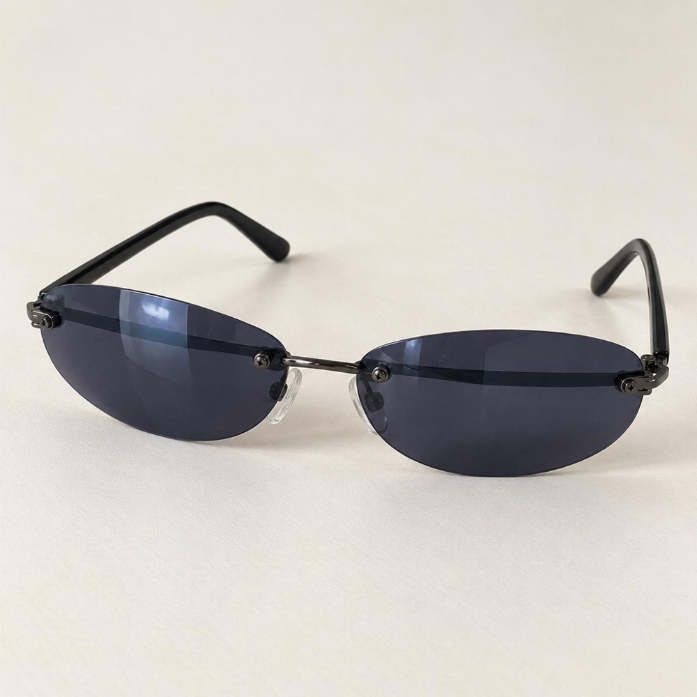 Y2K Style Rimless Sunglasses — Smoky Blue Gray